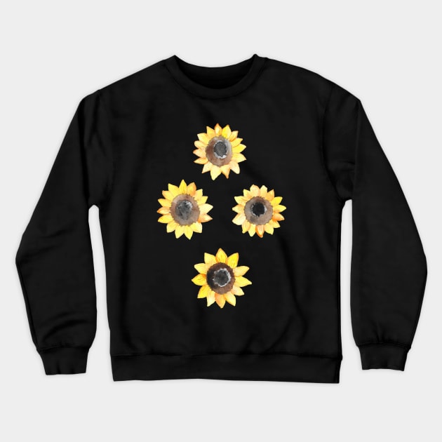 Cheerful Watercolor Sunflowers Crewneck Sweatshirt by tangerinetane